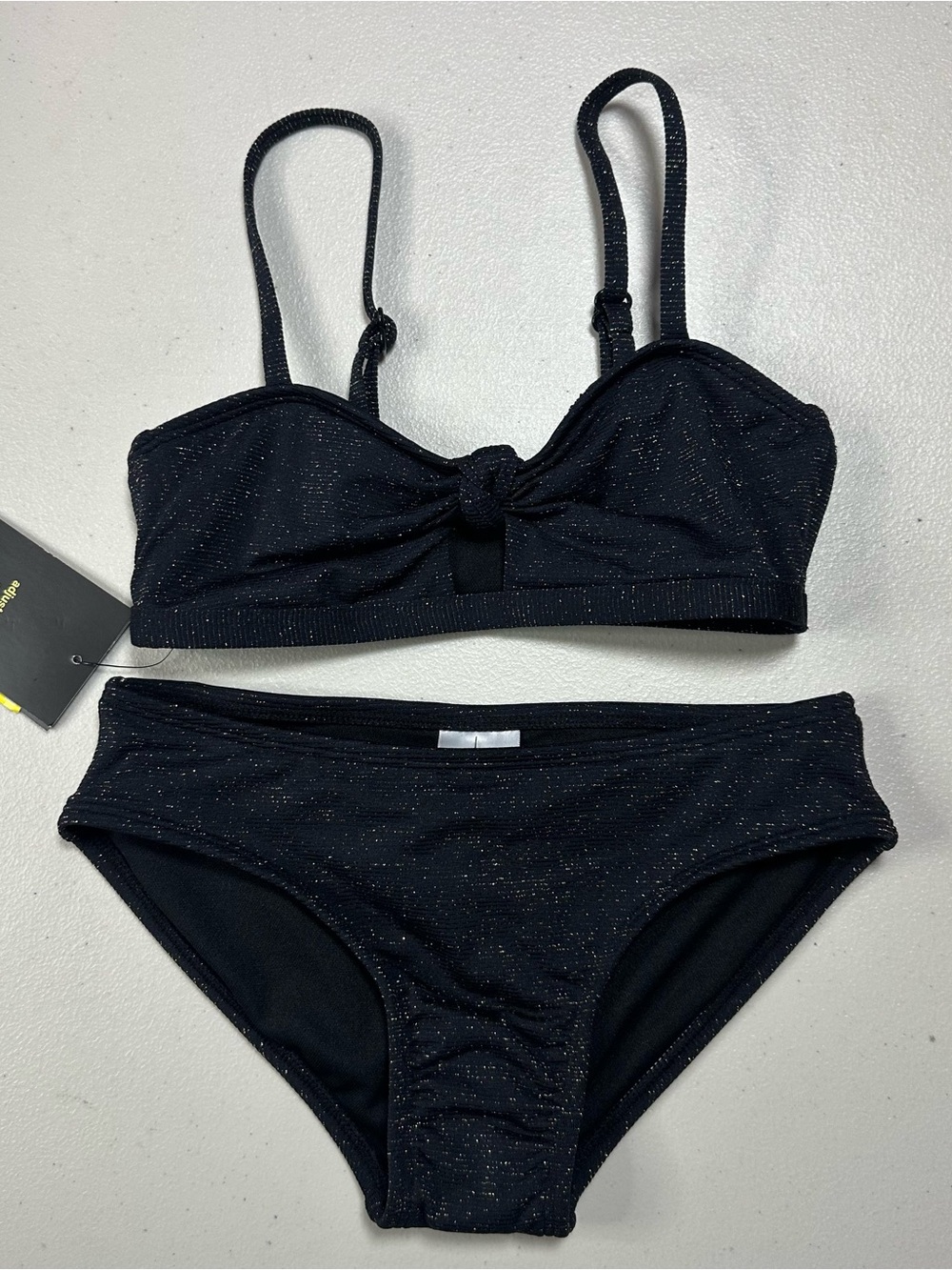 Art Class Girls 2 Piece Bikini Swimsuit Black Shimmer Size S 6/7 NWT